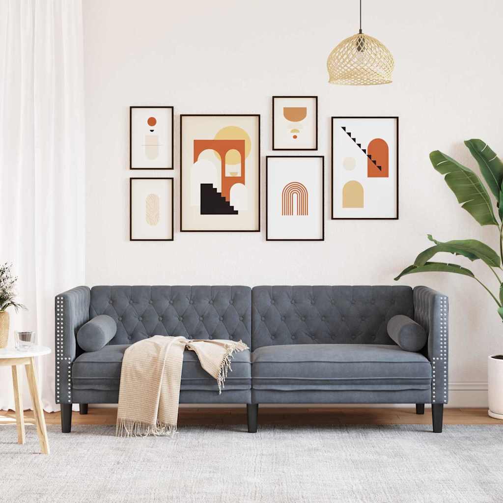 Καναπές Σκούρο Γκρι 194 x 74,5 x 70,5 εκ. Βελούδο