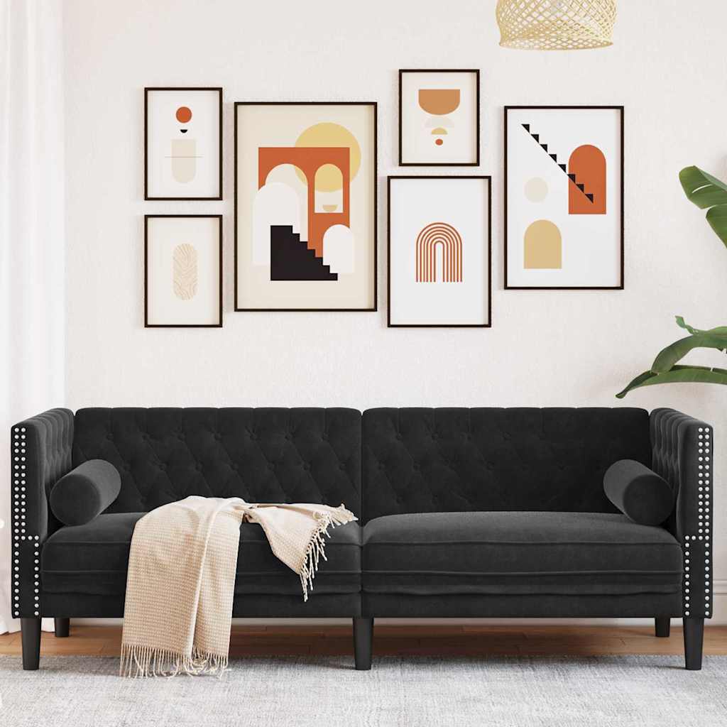 Καναπές Μαύρο 194 x 74,5 x 70,5 εκ. Βελούδο