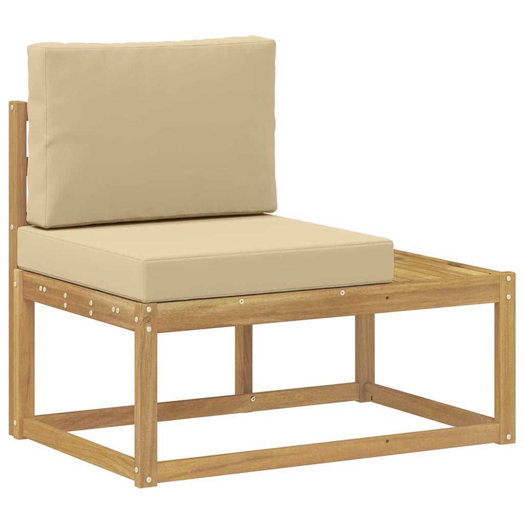 Σειρά Καναπέ Εξωτερικού 3 Τεμάχιο Λευκό και Μπεζ Πολυεστέρας