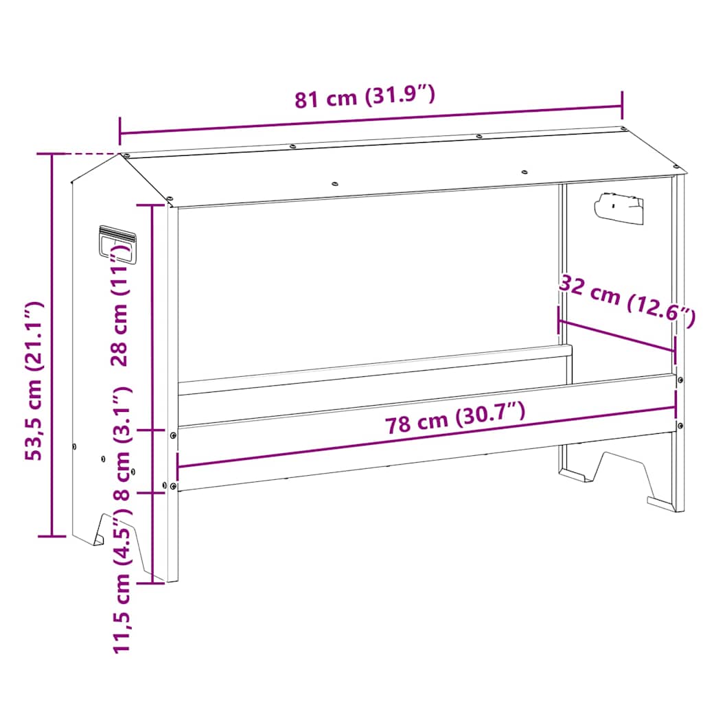 Τάφος ταΐσματος κοτόπουλων Ασημί 81 x 32 x 53,5 εκ
