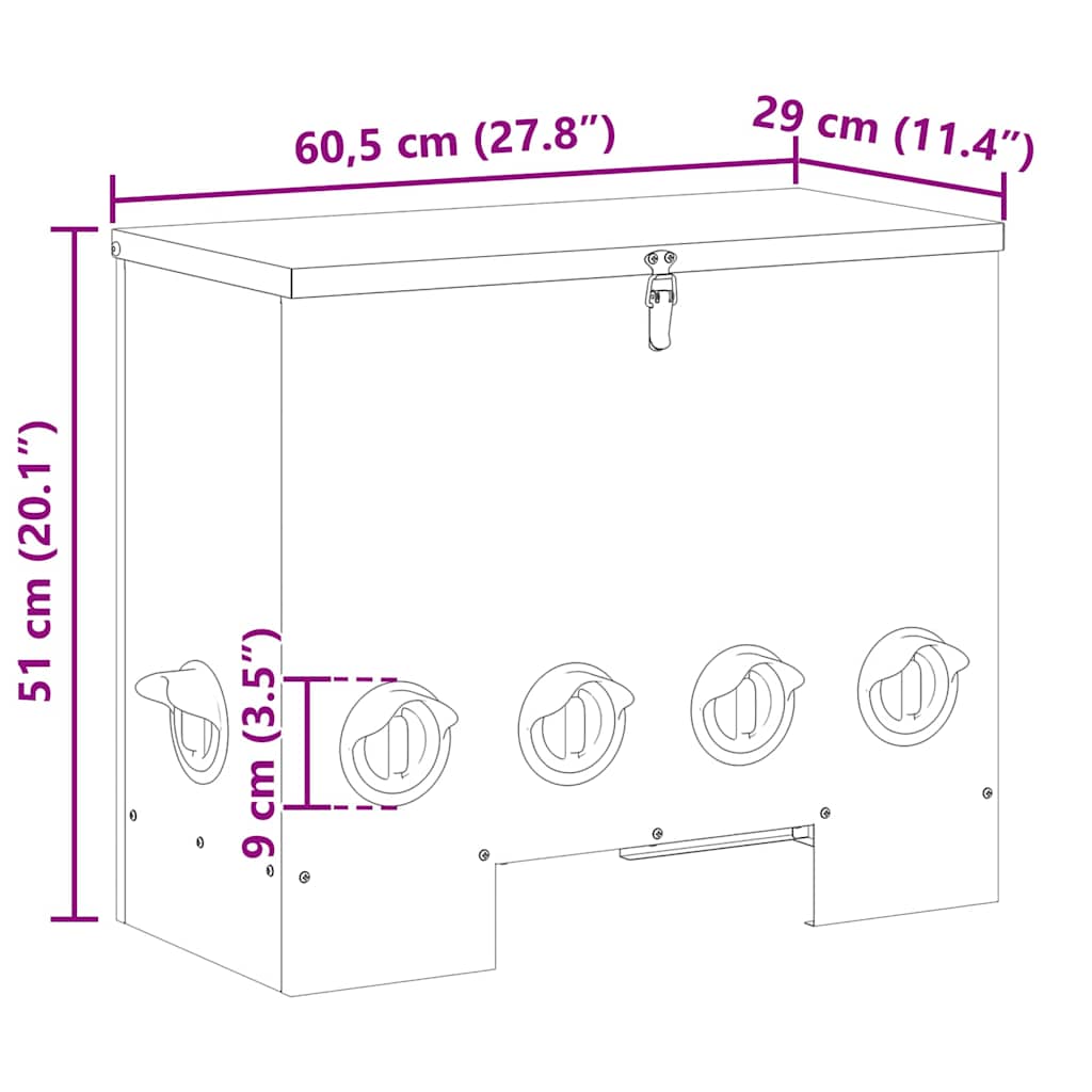 Ταΐστρα κοτόπουλων Μαύρο 60,5 x 29 x 51 εκ. 25 kg