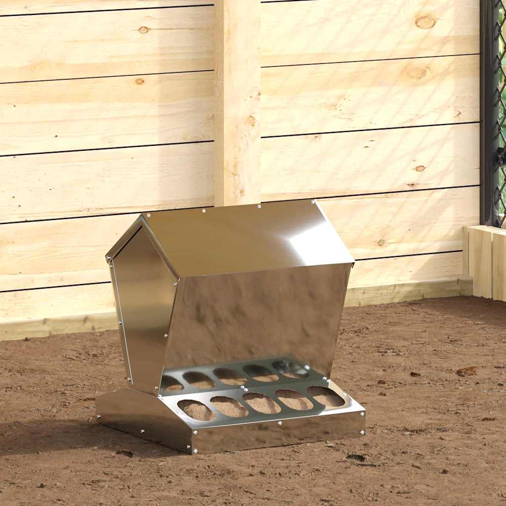 Ταΐστρα κοτόπουλων Ασημί 40 x 40 x 45 cm Επικαλυμμένος Χάλυβας