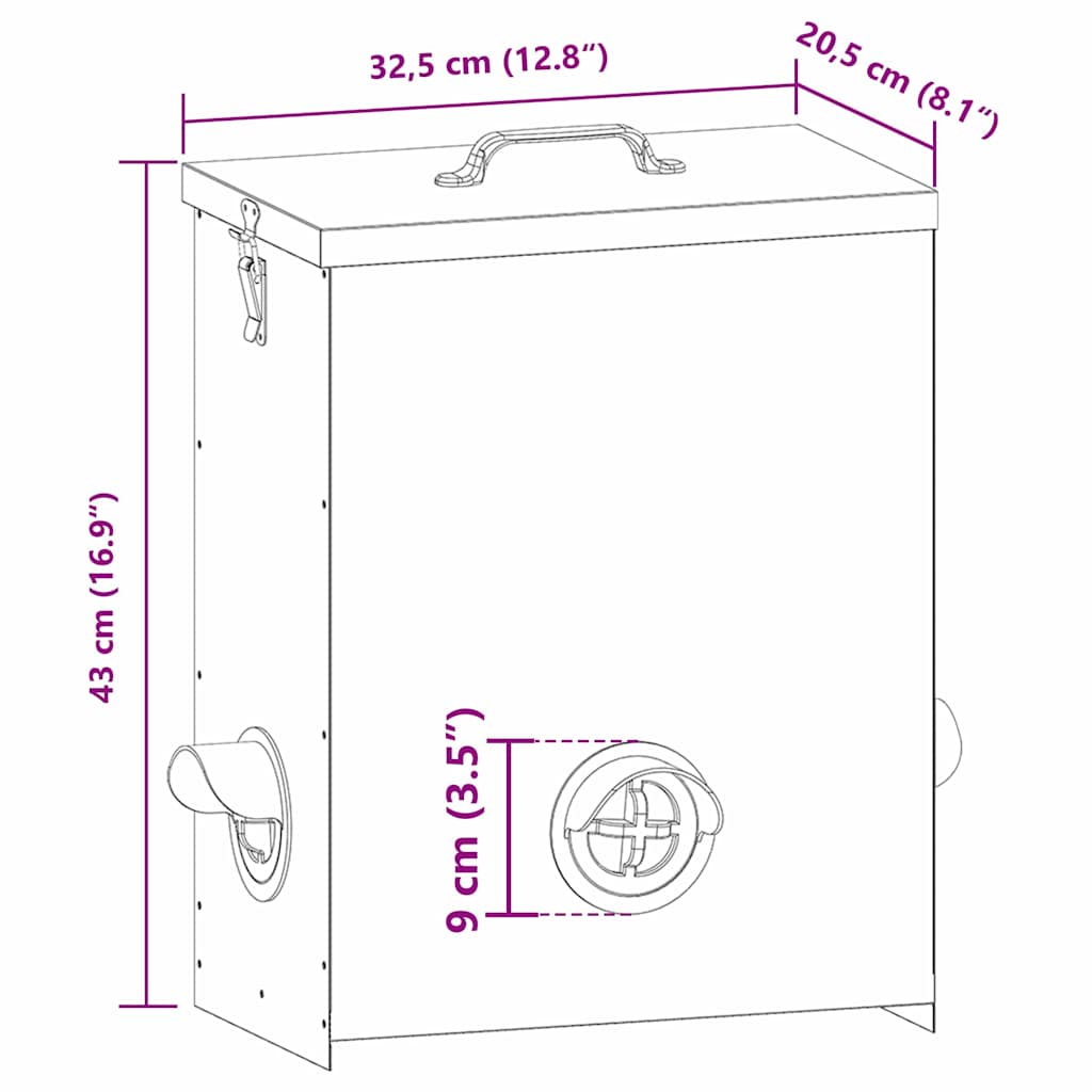Ταΐστρα κοτόπουλων Μαύρο 32,5 x 20,5 x 43 εκ 25 kg