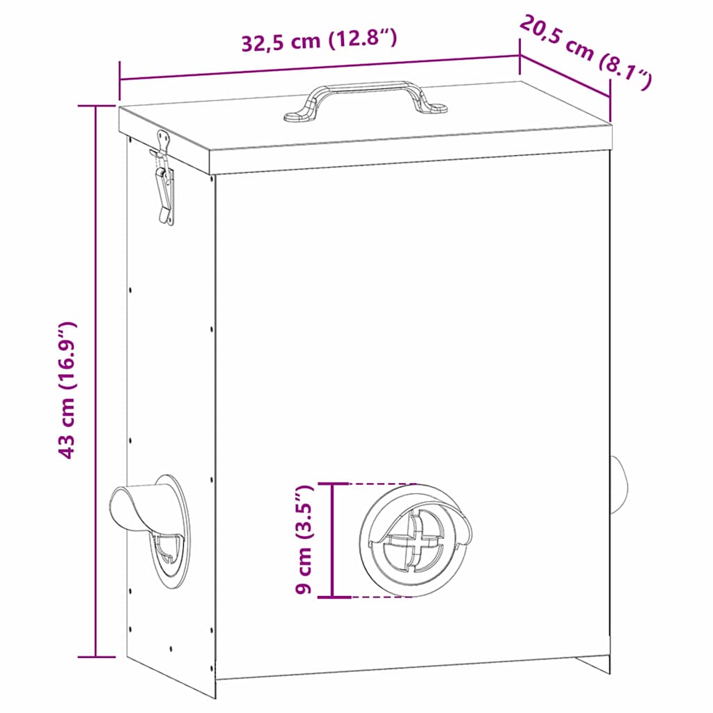 Ταΐστρα κοτόπουλων Ασημί 32,5 x 20,5 x 43 εκ 25 kg