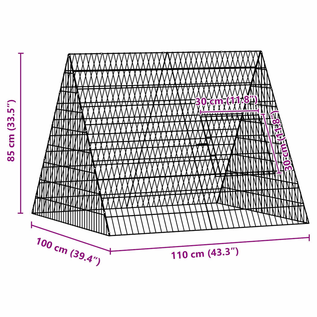 Κλουβί για κότες Ασημί 110 x 100 x 85 εκ. Γαλβανισμένος Χάλυβας