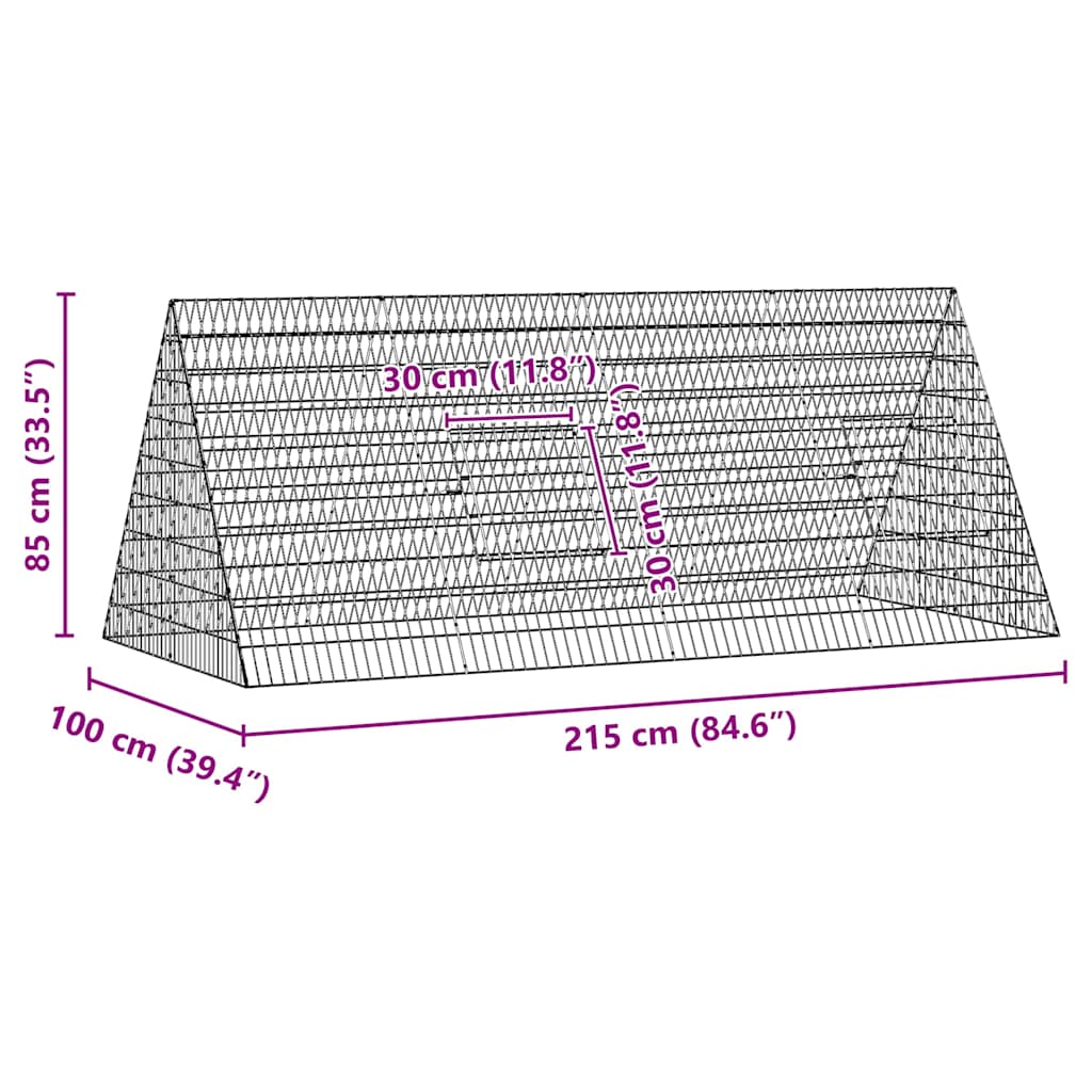 Κλουβί για κότες Ασημί 215 x 100 x 85 εκ. Γαλβανισμένος Χάλυβας