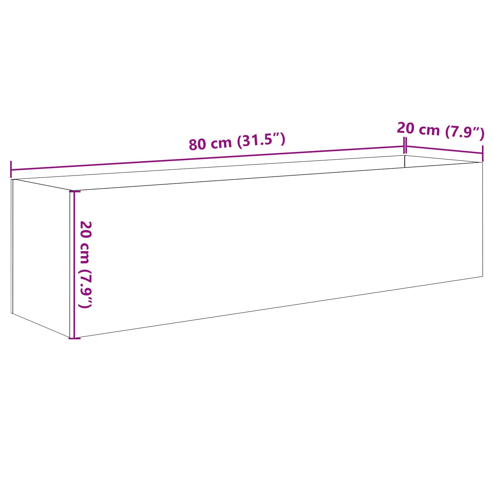 Ενυδρείο με αποθήκευση Διαφανές 80 x 20 x 20 εκ. Γυαλί