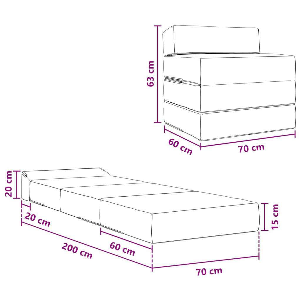 Κρεβάτι Καναπέ Αναδιπλούμενο Taupe 200 x 70 x 15 εκ. Ύφασμα
