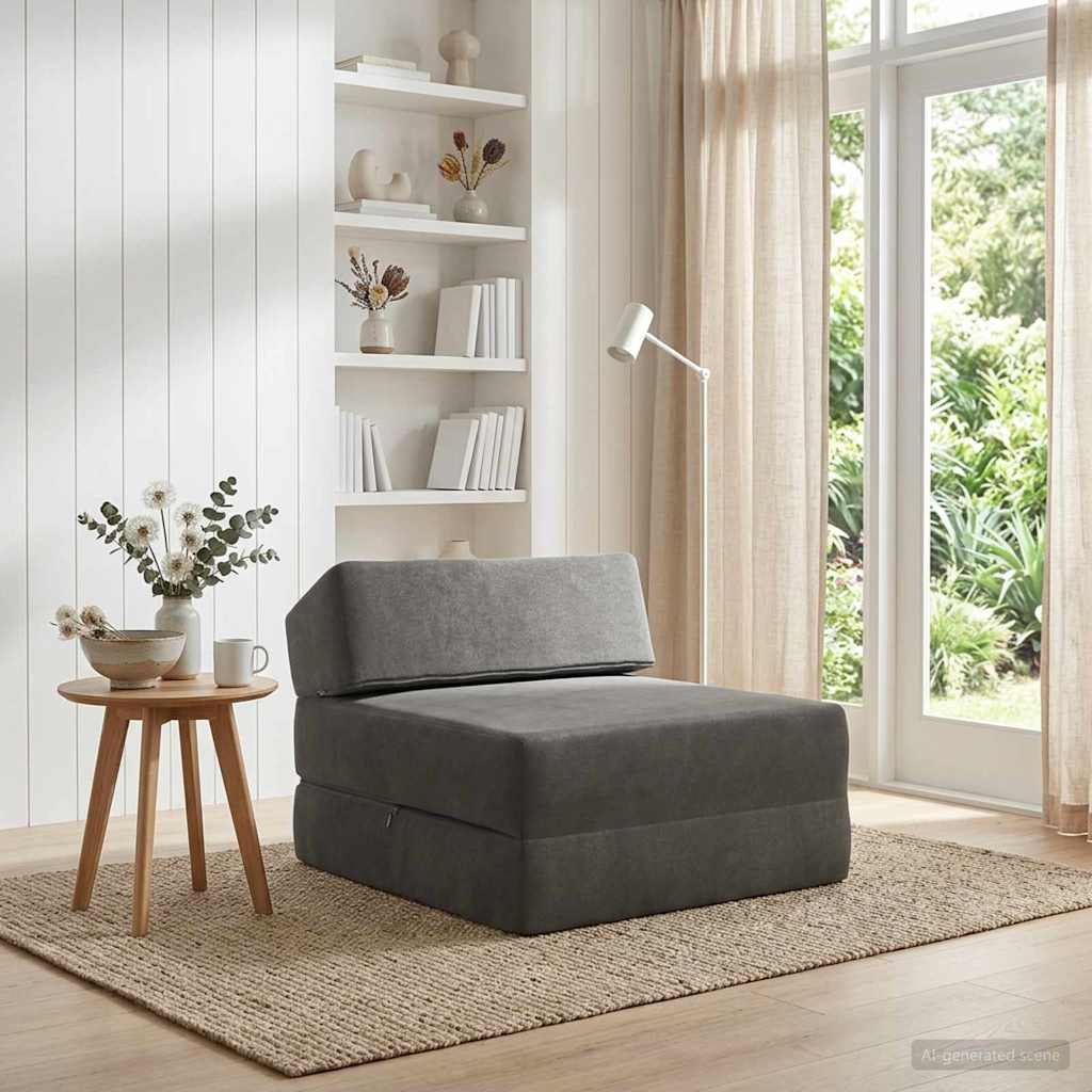 Κρεβάτι Καναπέ Αναδιπλούμενο Σκούρο Γκρι 60 x 70 x 41 εκ Ύφασμα