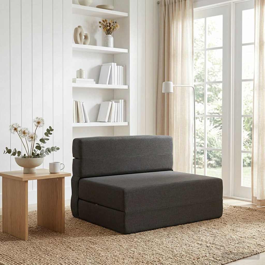 Κρεβάτι Καναπέ Αναδιπλούμενο Σκούρο Γκρι 70 x 72 x 60 εκ Ύφασμα