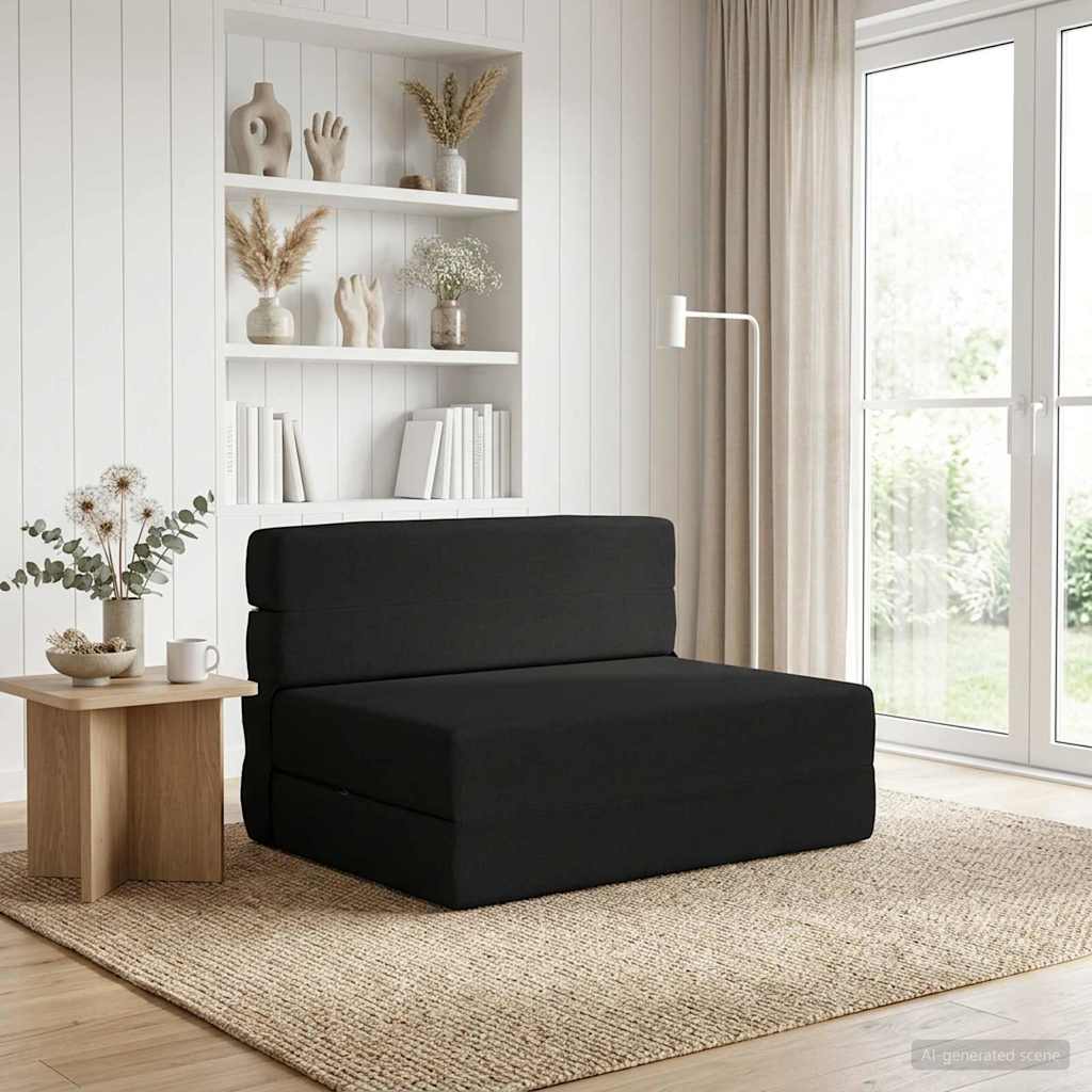 Κρεβάτι Καναπέ Αναδιπλούμενο Μαύρο 70 x 72 x 60 εκ Ύφασμα