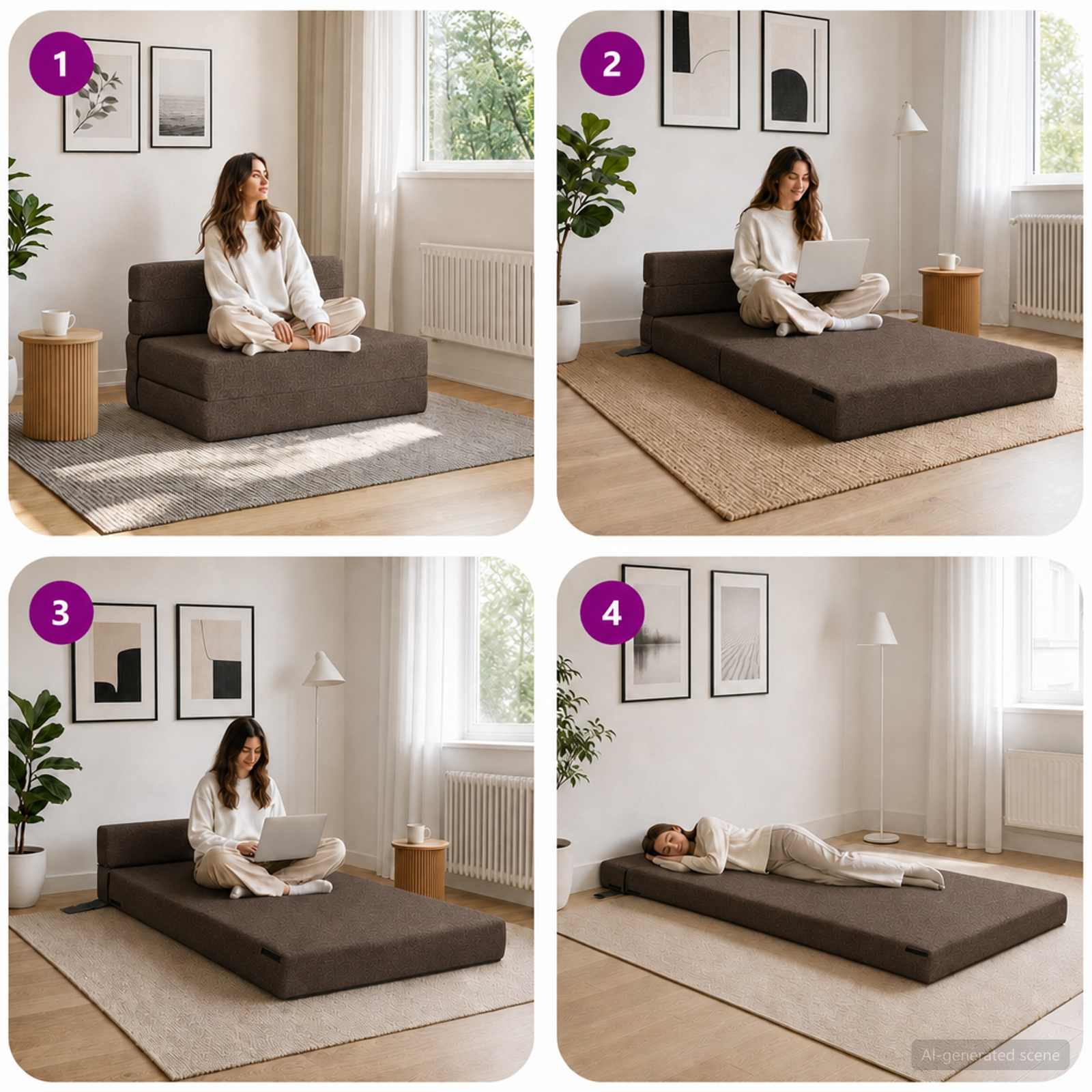 Κρεβάτι Καναπέ Αναδιπλούμενο Taupe 70 x 72 x 60 εκ Ύφασμα – εικόνα προϊόντος 7