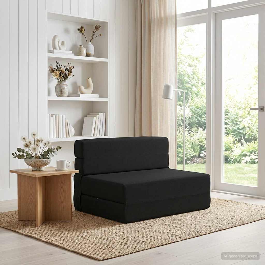 Κρεβάτι Καναπέ Αναδιπλούμενο Μαύρο 100 x 80 x 60 εκ. Ύφασμα