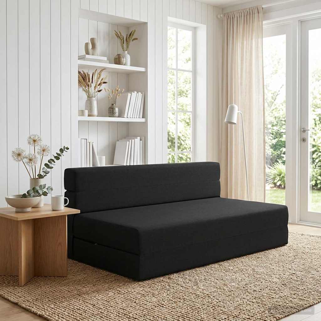 Κρεβάτι Καναπέ Αναδιπλούμενο Μαύρο 152 x 86,5 x 60 εκ. Ύφασμα