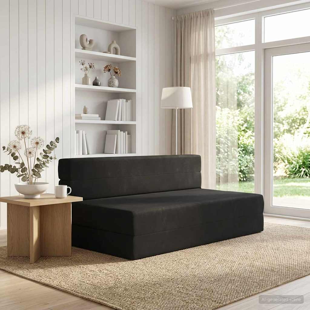 Κρεβάτι Καναπέ Αναδιπλούμενο Μαύρο 152 x 86,5 x 60 εκ. Ύφασμα