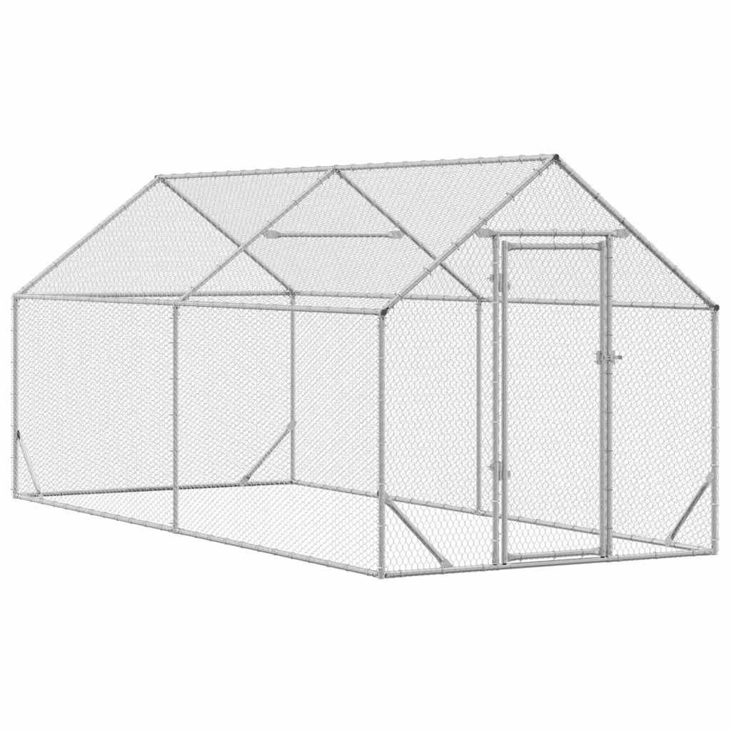 Κλουβί για κότες Ασημί 400 x 170 x 177 εκ Επικαλυμμένος Χάλυβας