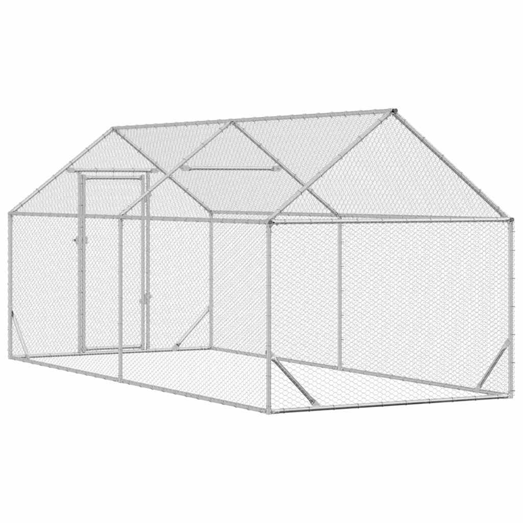 Κλουβί για κότες Ασημί 400 x 170 x 177 εκ Επικαλυμμένος Χάλυβας