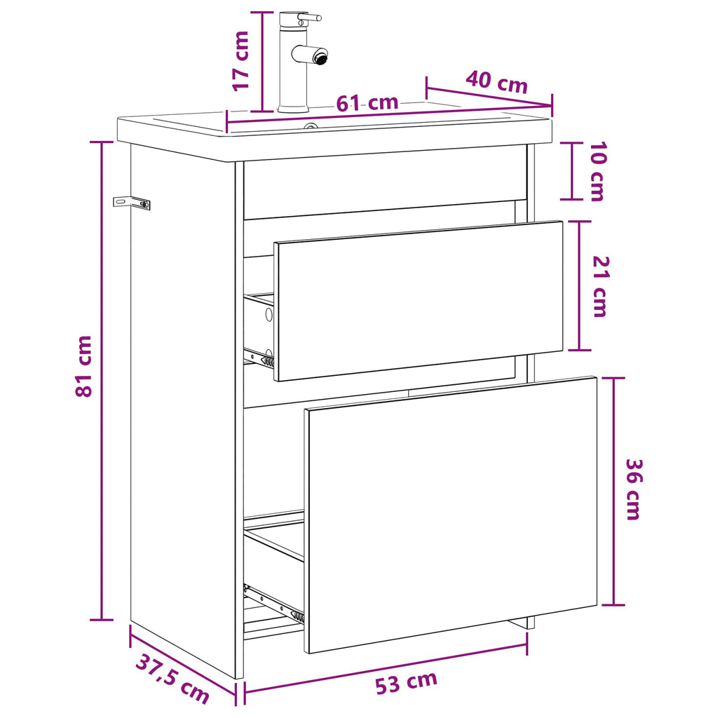 Σετ Επίπλων Μπάνιου Γκρι Σκυροδέματος 61 x 40 x 84,5 εκ