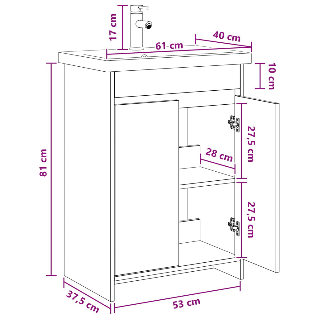 Σετ Επίπλων Μπάνιου Γκρι Sonoma 61 x 40 x 84,5 εκ