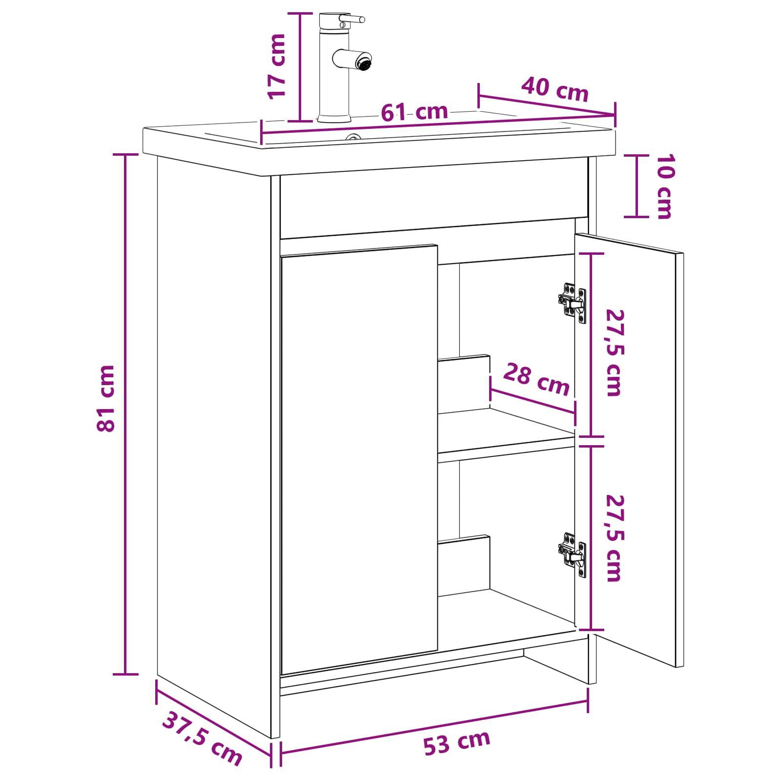 Σετ Επίπλων Μπάνιου Γκρι Sonoma 61 x 40 x 84,5 εκ