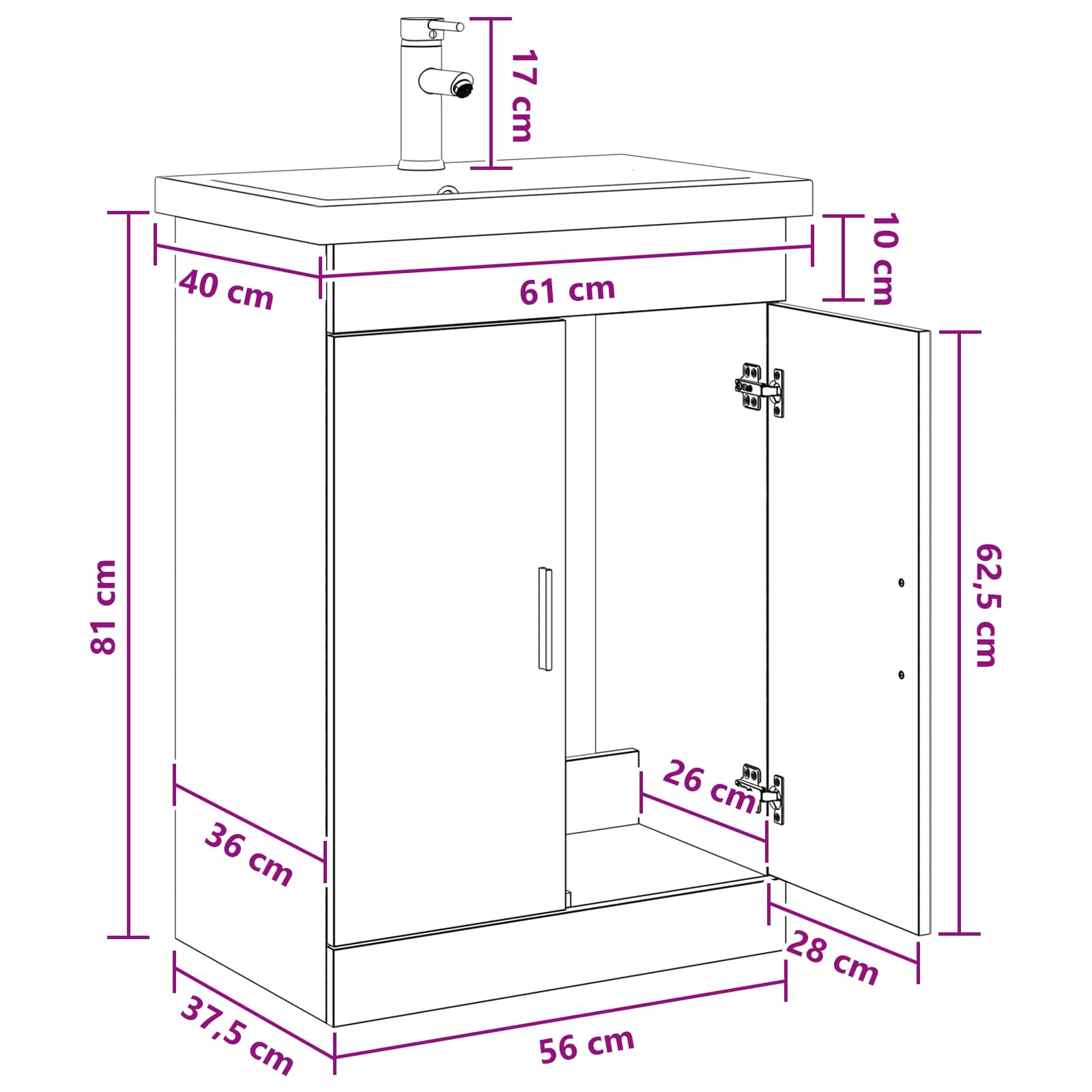Σετ Επίπλων Μπάνιου Γκρι Σκυροδέματος 61 x 40 x 84,5 εκ