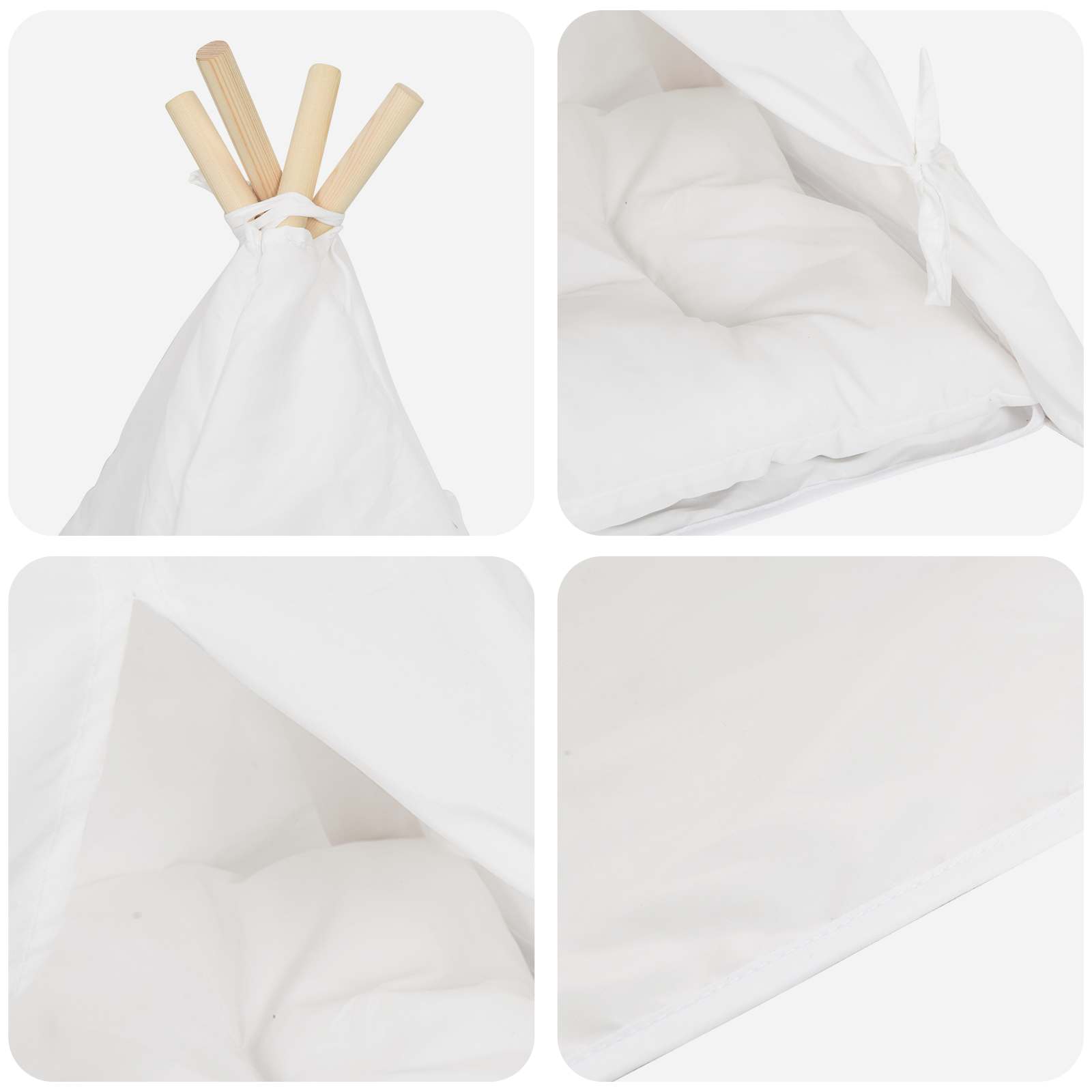 Teepee για κατοικίδια με μαξιλάρι Λευκό 40 x 40 x 50 cm