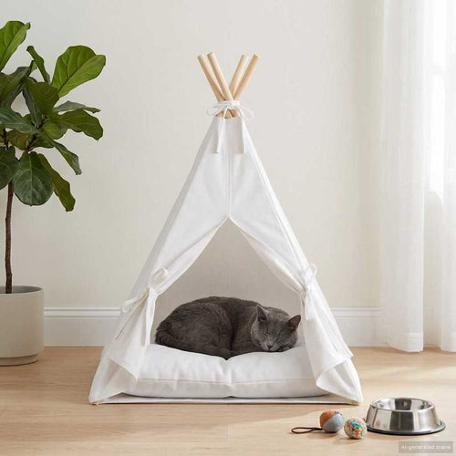 Teepee για κατοικίδια με μαξιλάρι Λευκό 40 x 40 x 50 cm