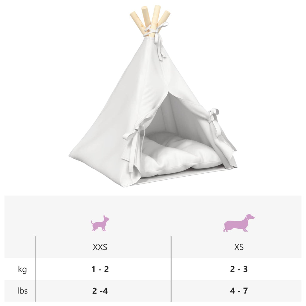 Teepee για κατοικίδια με μαξιλάρι Λευκό 40 x 40 x 50 cm