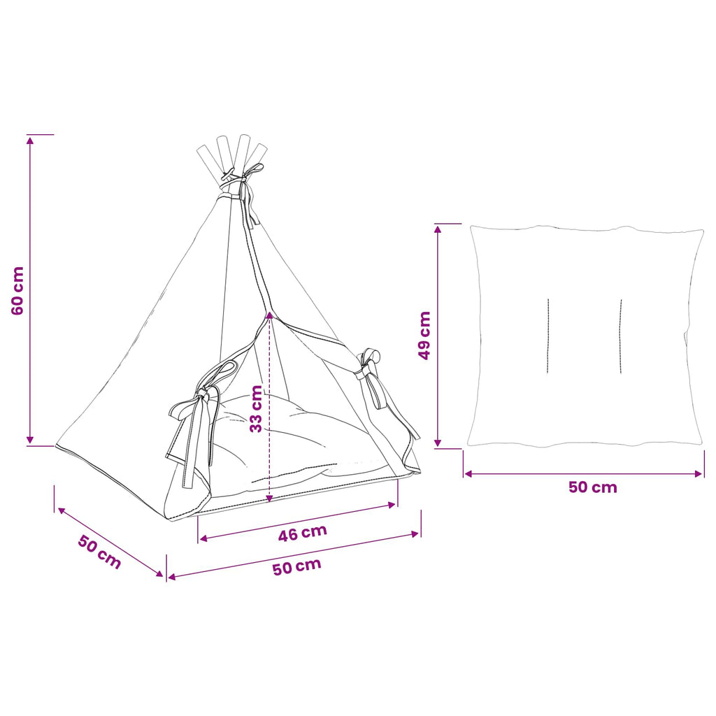 Teepee για κατοικίδια με μαξιλάρι Λευκό 50 x 50 x 60 cm