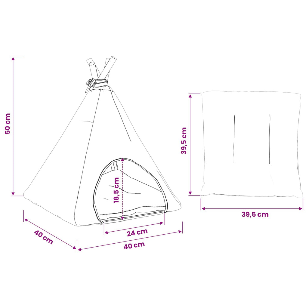 Teepee για κατοικίδια με μαξιλάρι 40 x 40 x 50 cm Πολυεστέρας