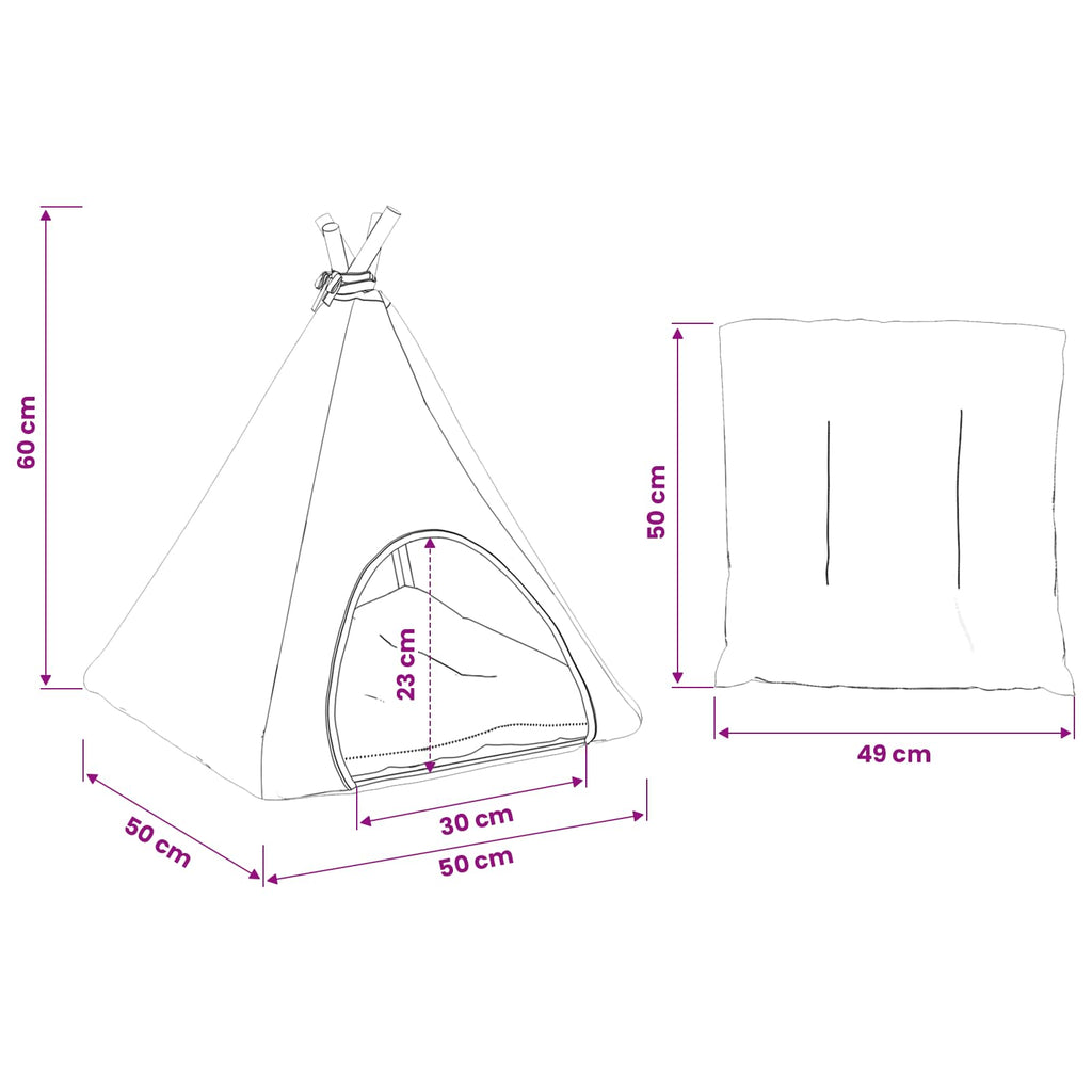 Teepee για κατοικίδια με μαξιλάρι 50 x 50 x 60 cm Πολυεστέρας