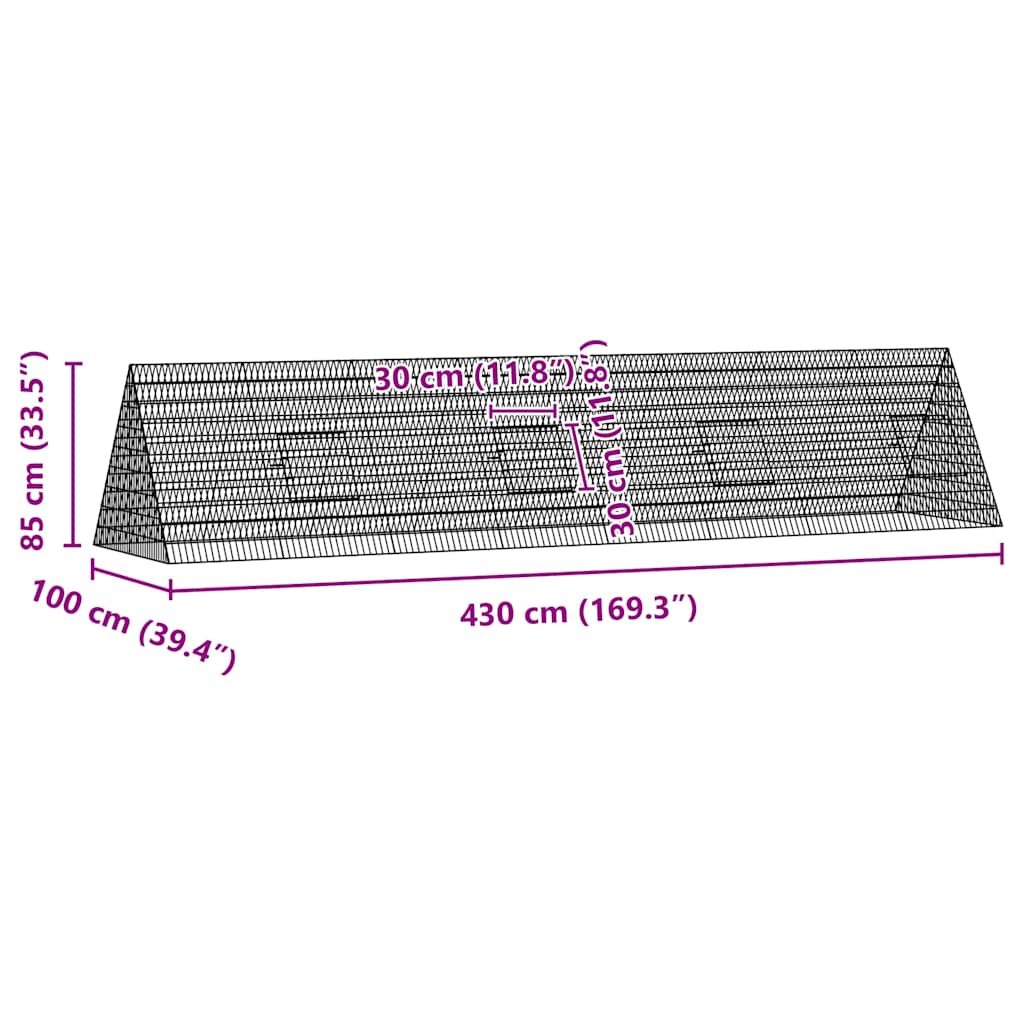 Κλουβί Κουνελιού Ασημί 430 x 100 x 85 εκ. Γαλβανισμένος Χάλυβας