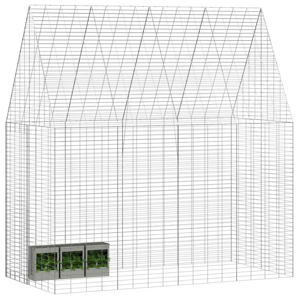 Κλουβί Κουνελιού Ασημί 200 x 100 x 210 εκ.