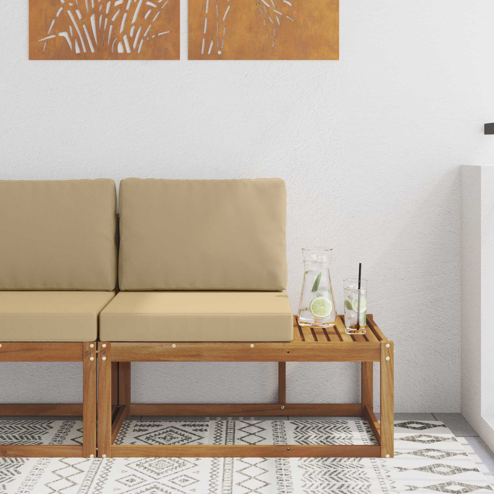 Εξωτερικός τμηματικός καναπές Φυσικό 91 x 63 x 73 εκ