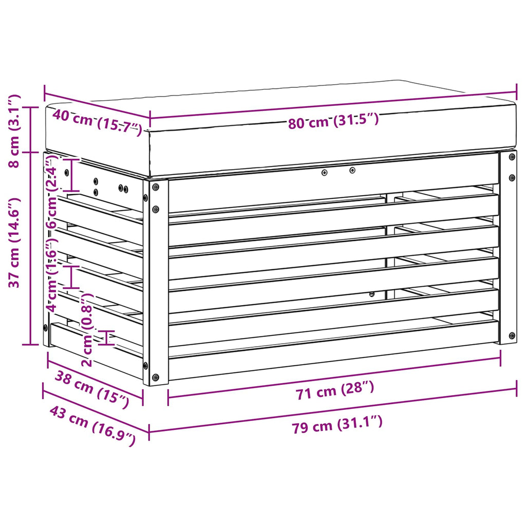 Παγκάκι Εξωτερικού Χώρου Στερεό Ξύλο Ακακίας Φυσικό – εικόνα προϊόντος 9