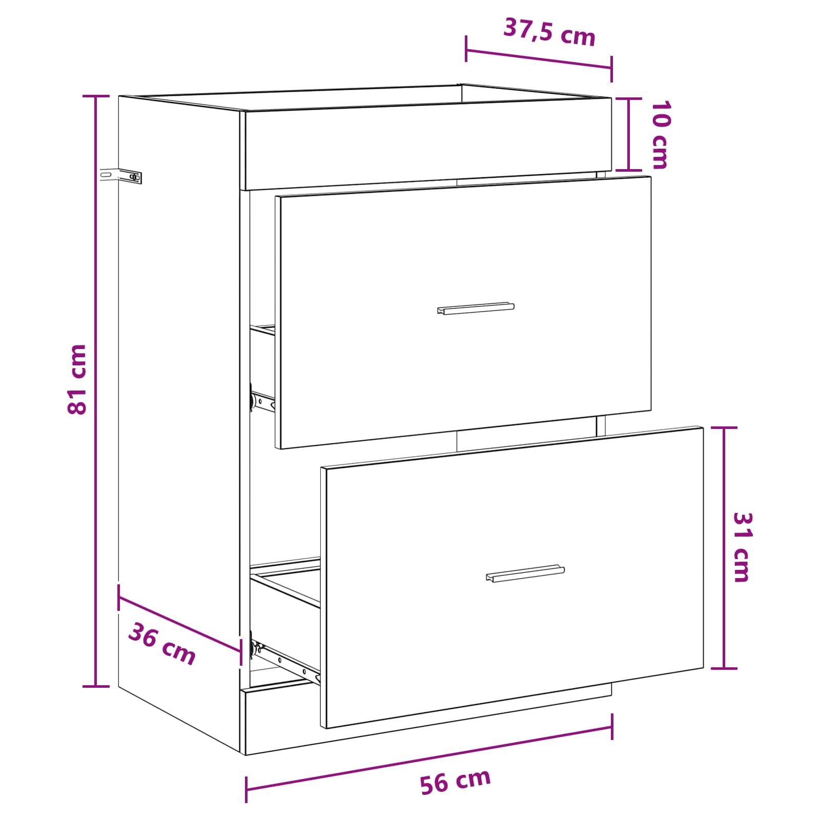Ντουλάπι Κάτω από τον Νιπτήρα Λευκό 56 x 37,5 x 81 εκ
