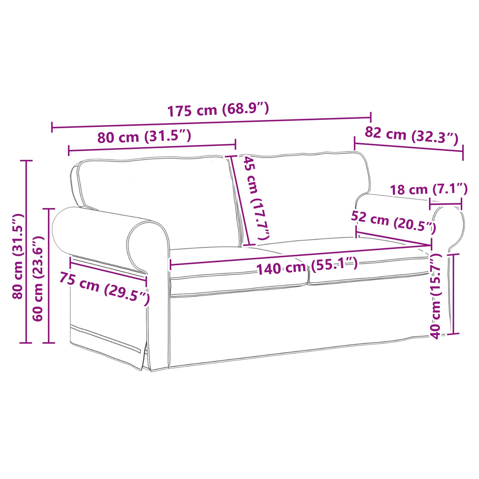 Σετ Καναπέ 2 τμχ. Σκούρο Πράσινο ύφασμα