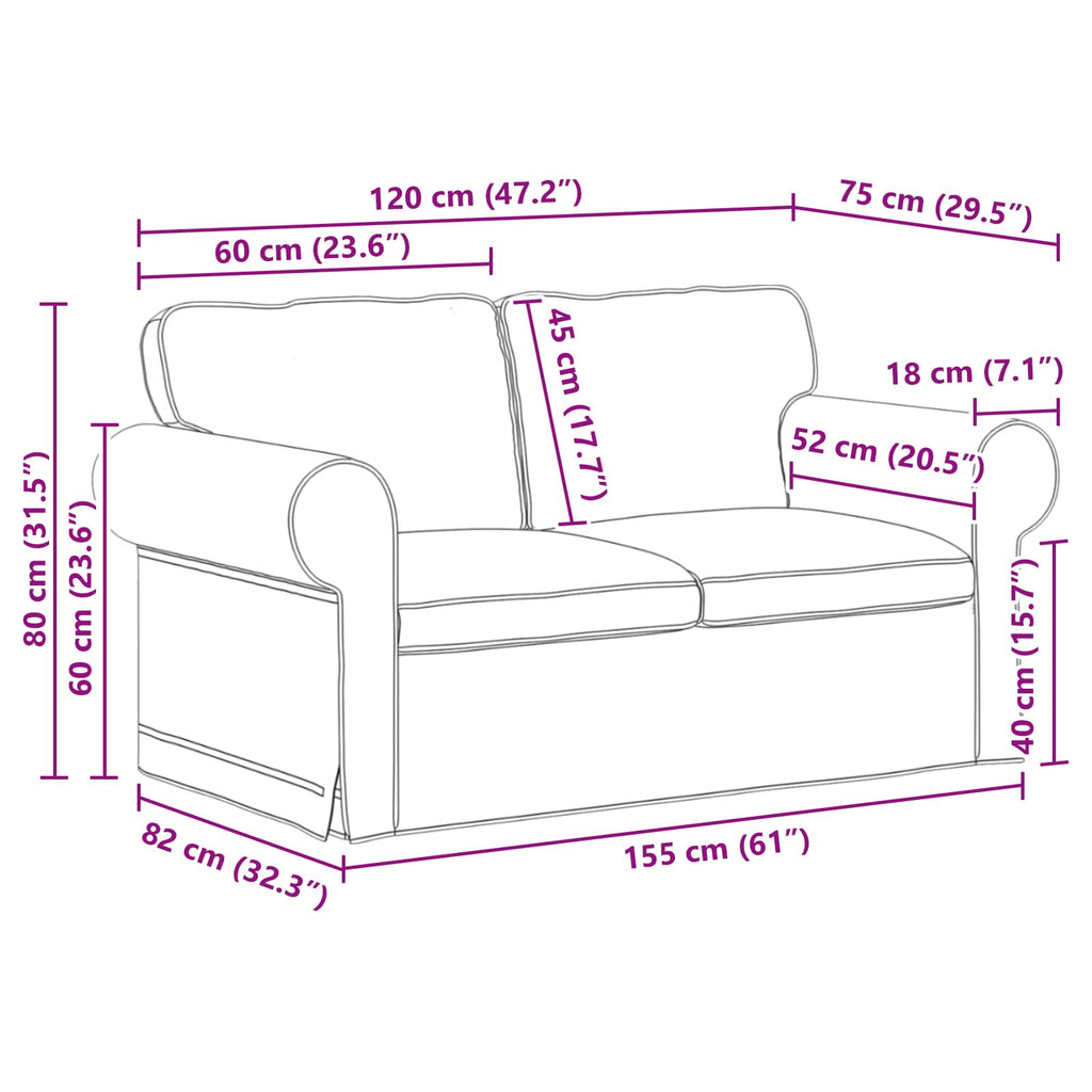 Καναπές Μαύρο 155 x 82 x 80 εκ ύφασμα