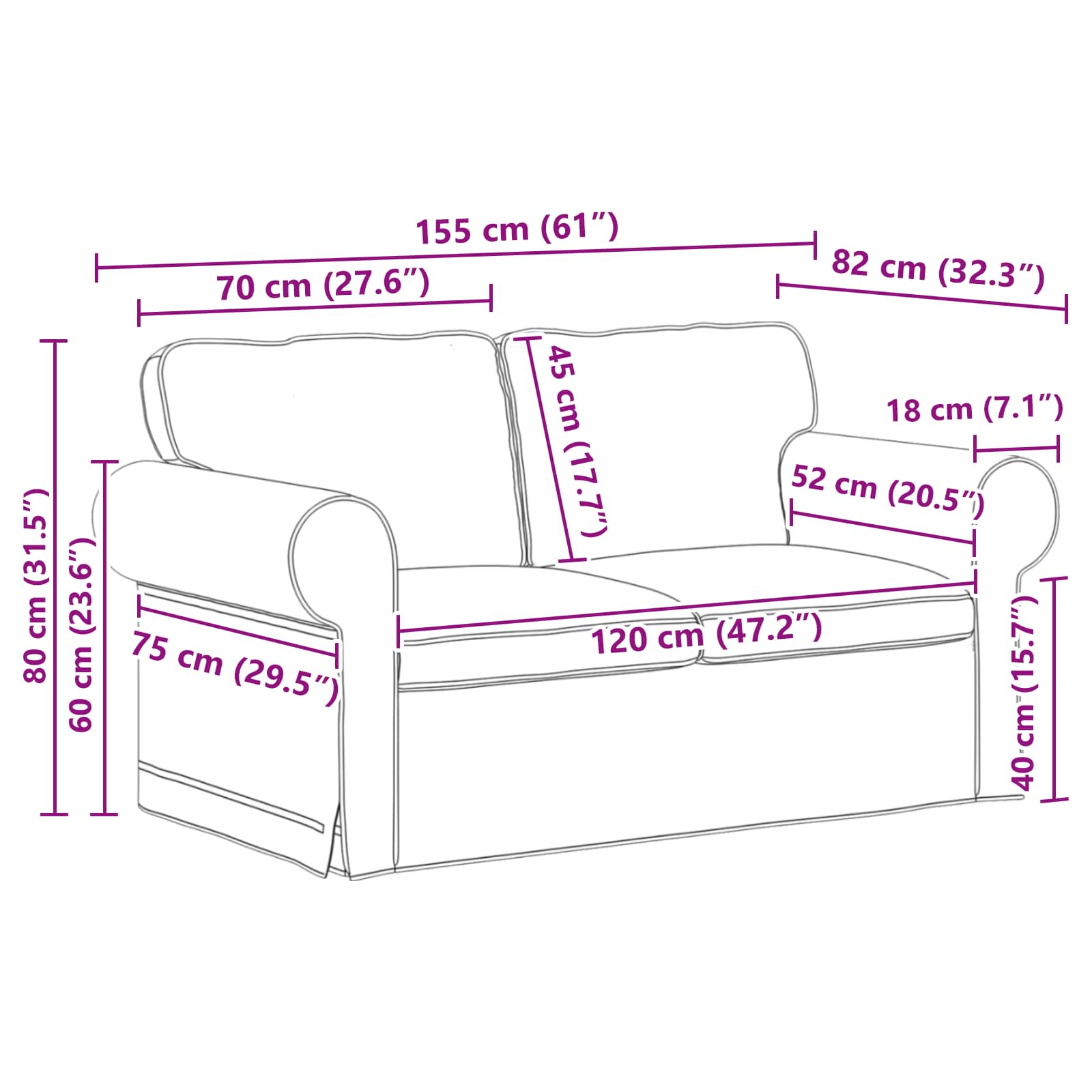 Καναπές Μπλε 155 x 82 x 80 εκ ύφασμα