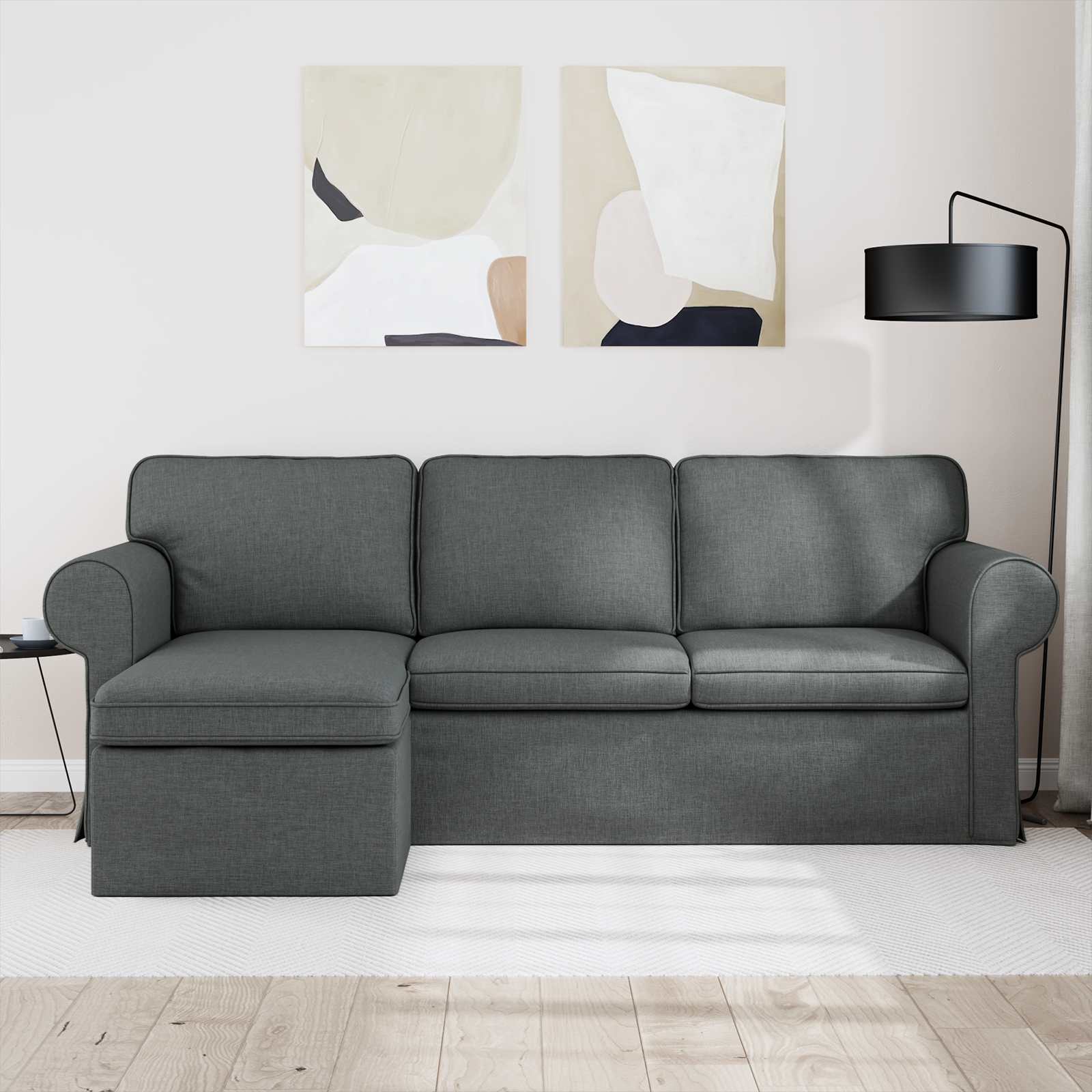 Καναπές Σκούρο Γκρι 215 x 138 x 80 εκ ύφασμα