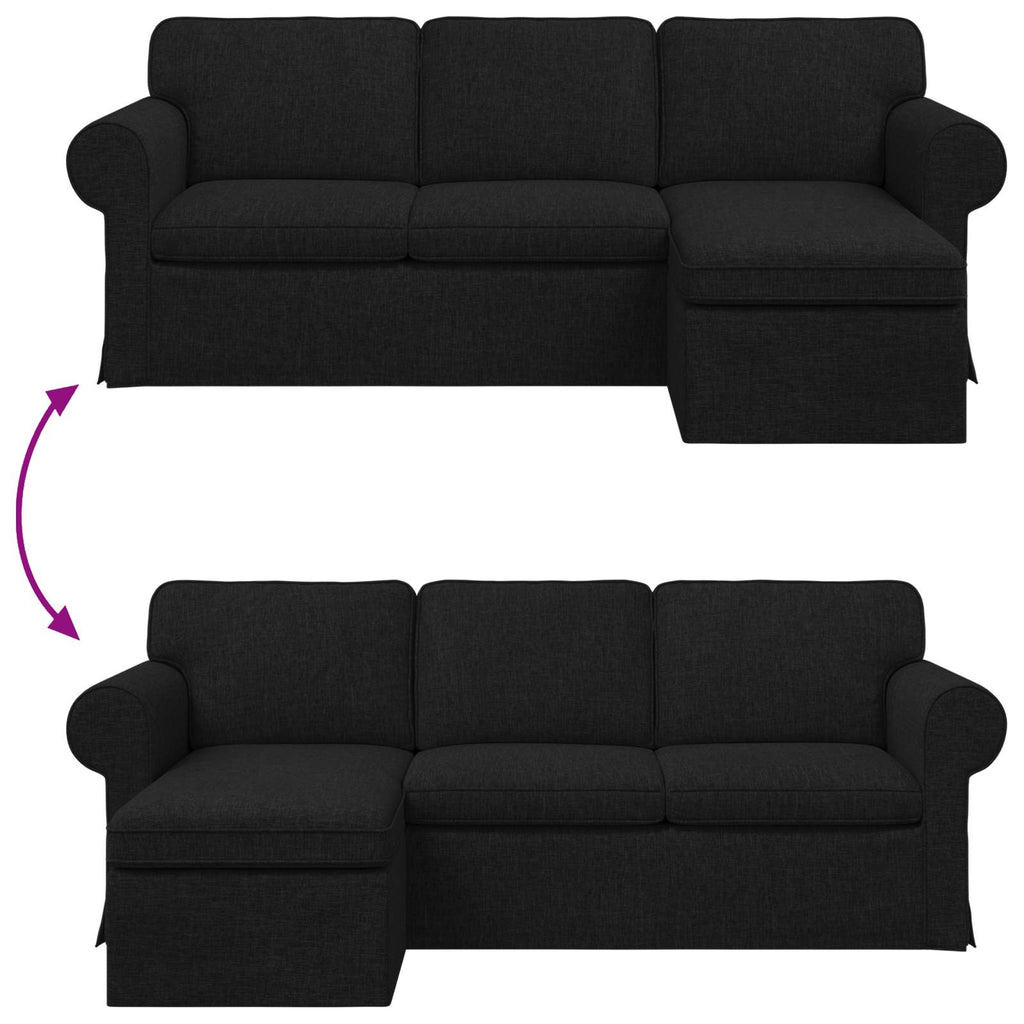 Καναπές Μαύρο 215 x 138 x 80 εκ ύφασμα