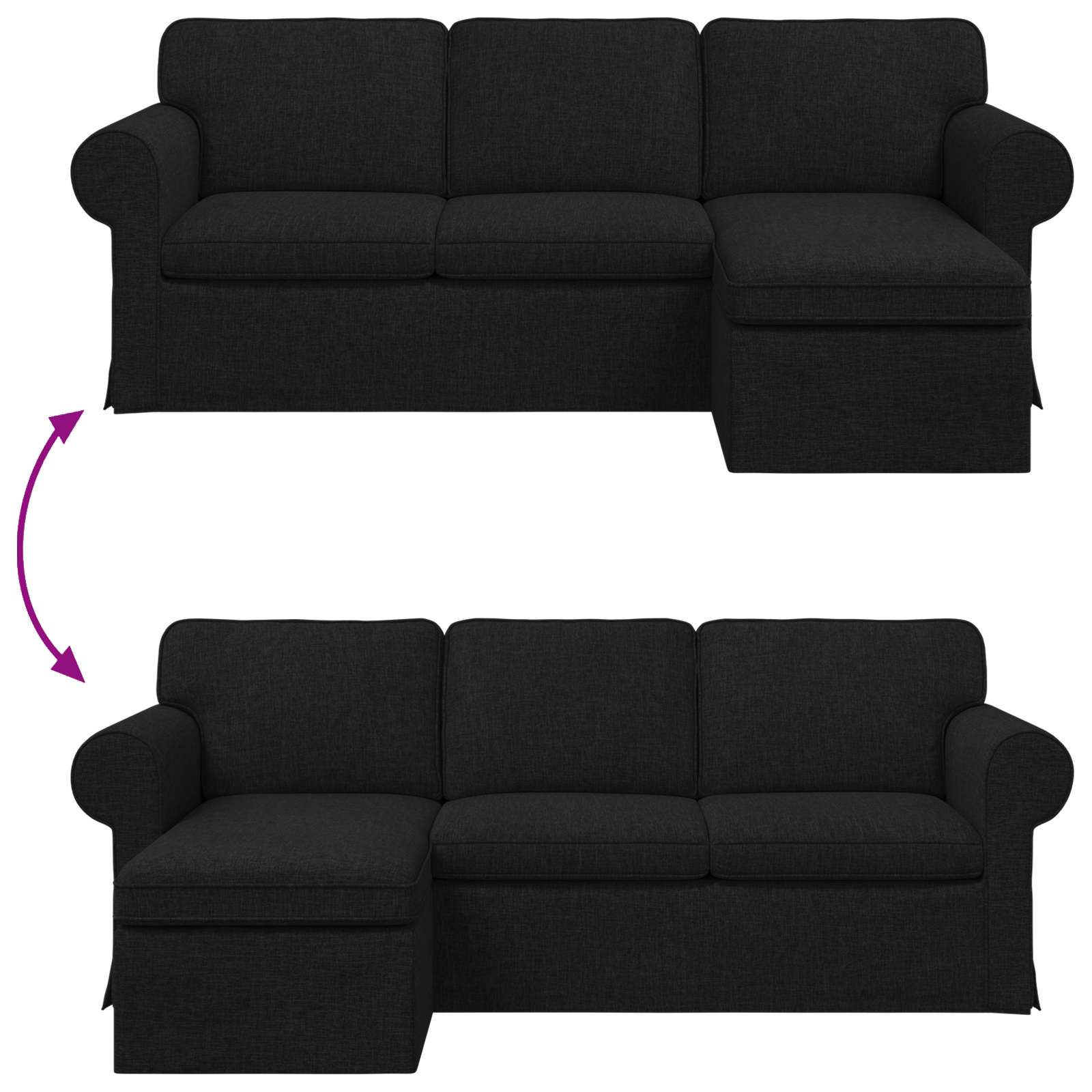 Καναπές Μαύρο 215 x 138 x 80 εκ ύφασμα