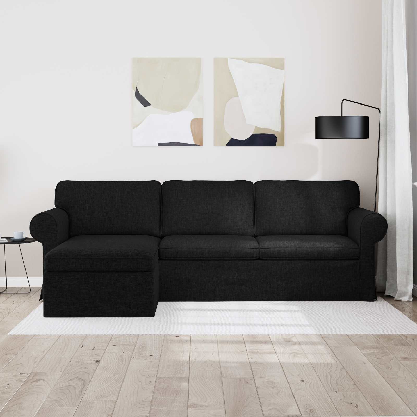 Καναπές Μαύρο 245 x 138 x 80 εκ ύφασμα