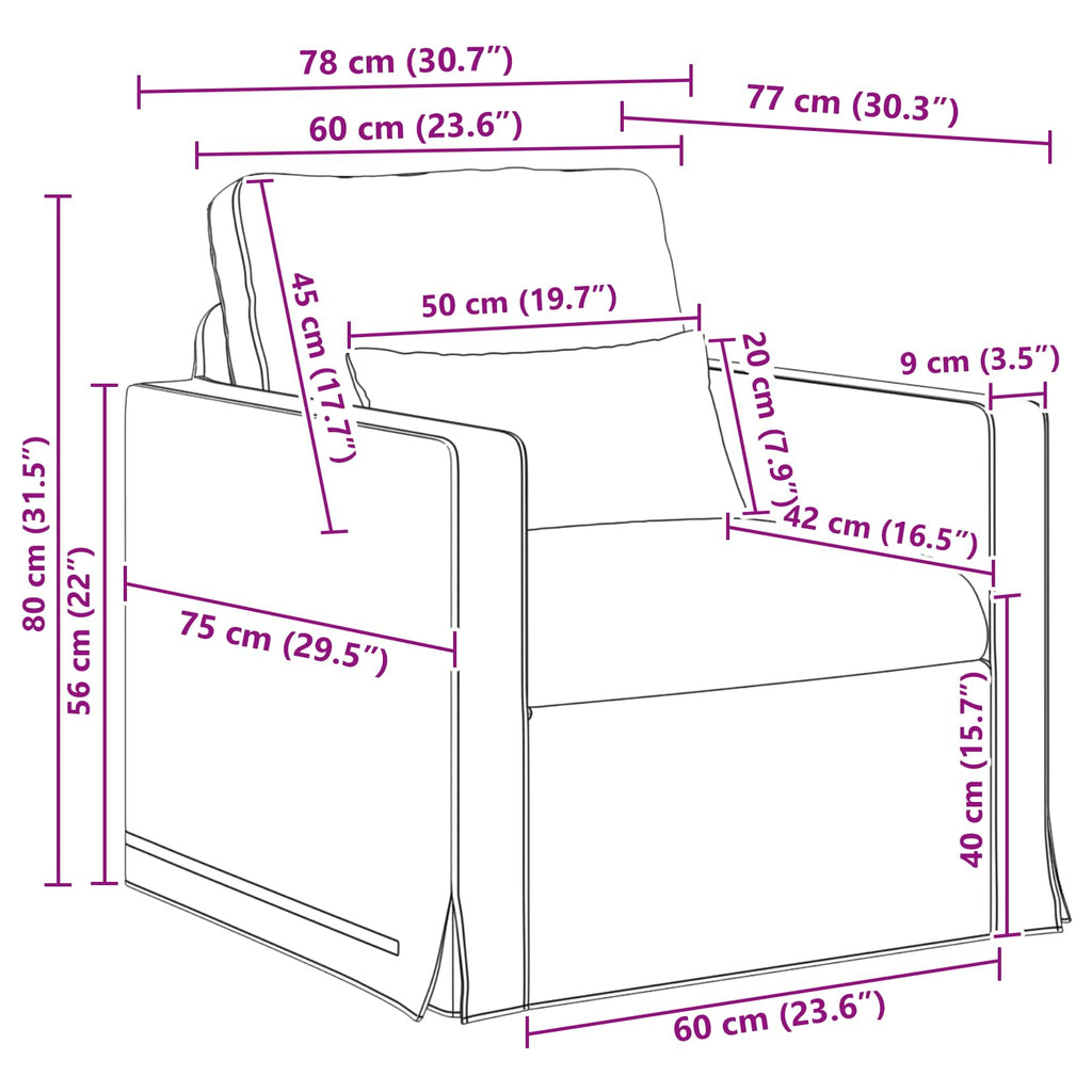 Καναπές Σκούρο Γκρι 78 x 78 x 80 εκ. ύφασμα