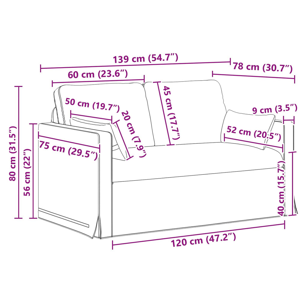 Καναπές Σκούρο Γκρι 139 x 78 x 80 εκ ύφασμα
