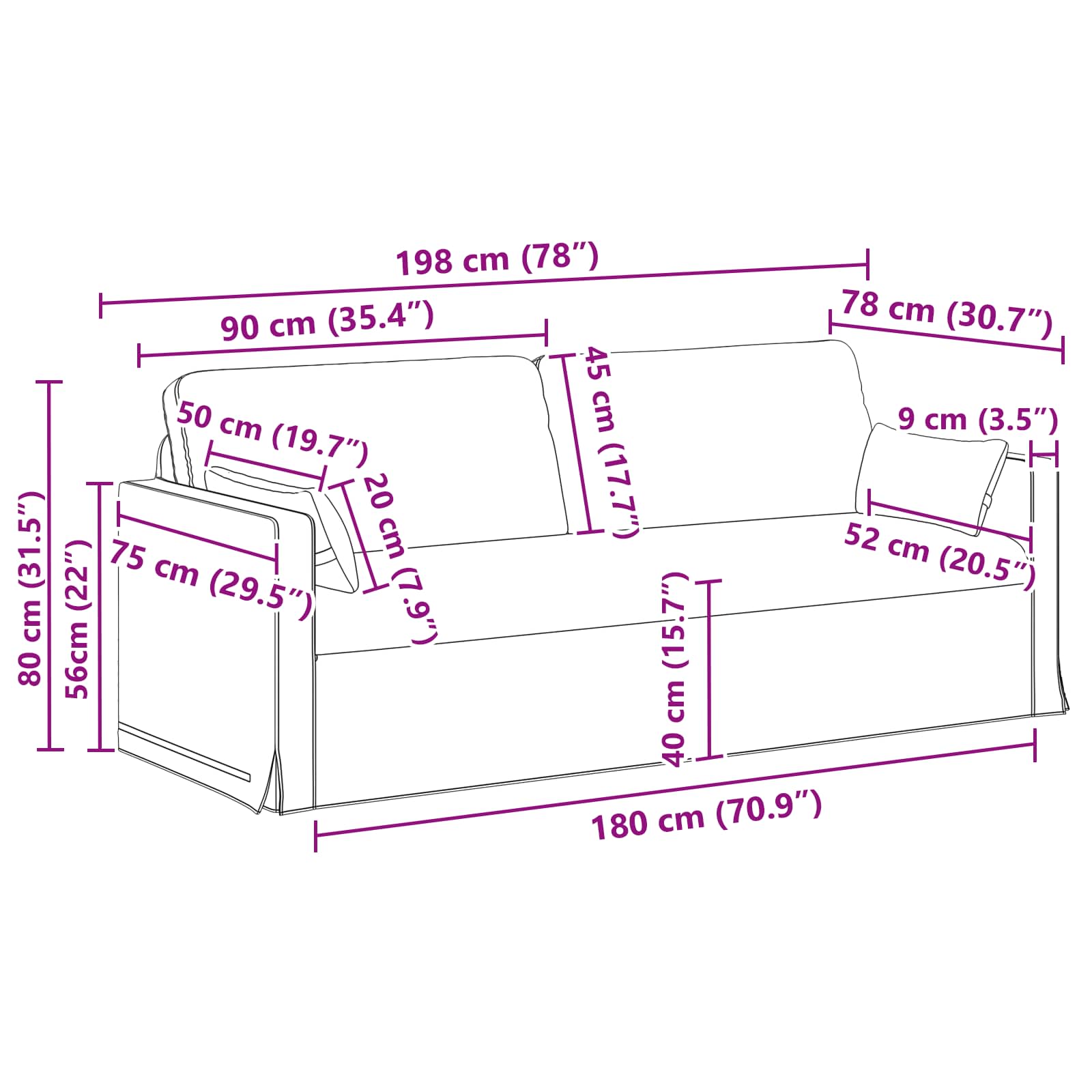 Καναπές Κρεμ 158 x 78 x 80 εκ ύφασμα