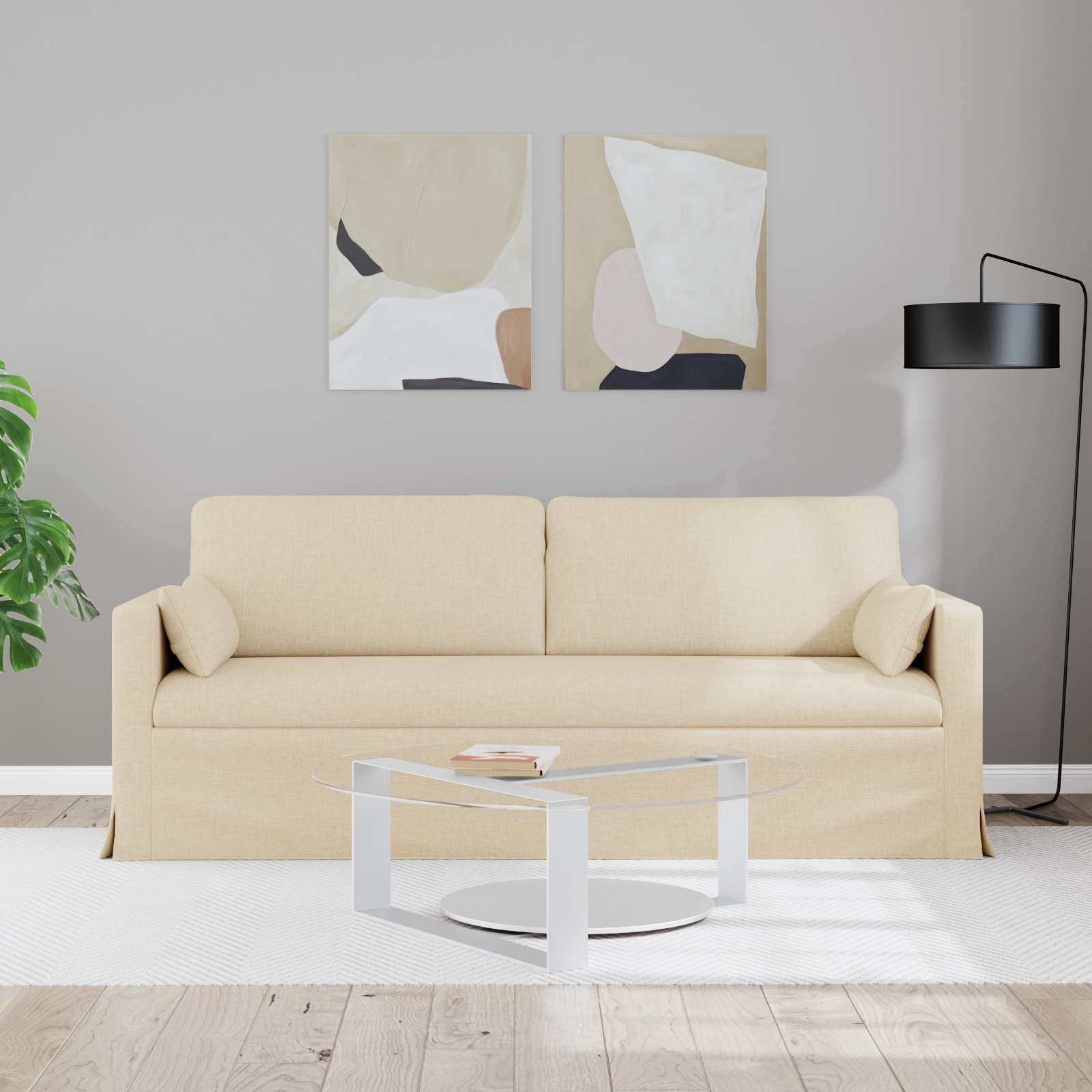 Καναπές Κρεμ 198 x 78 x 80 εκ ύφασμα