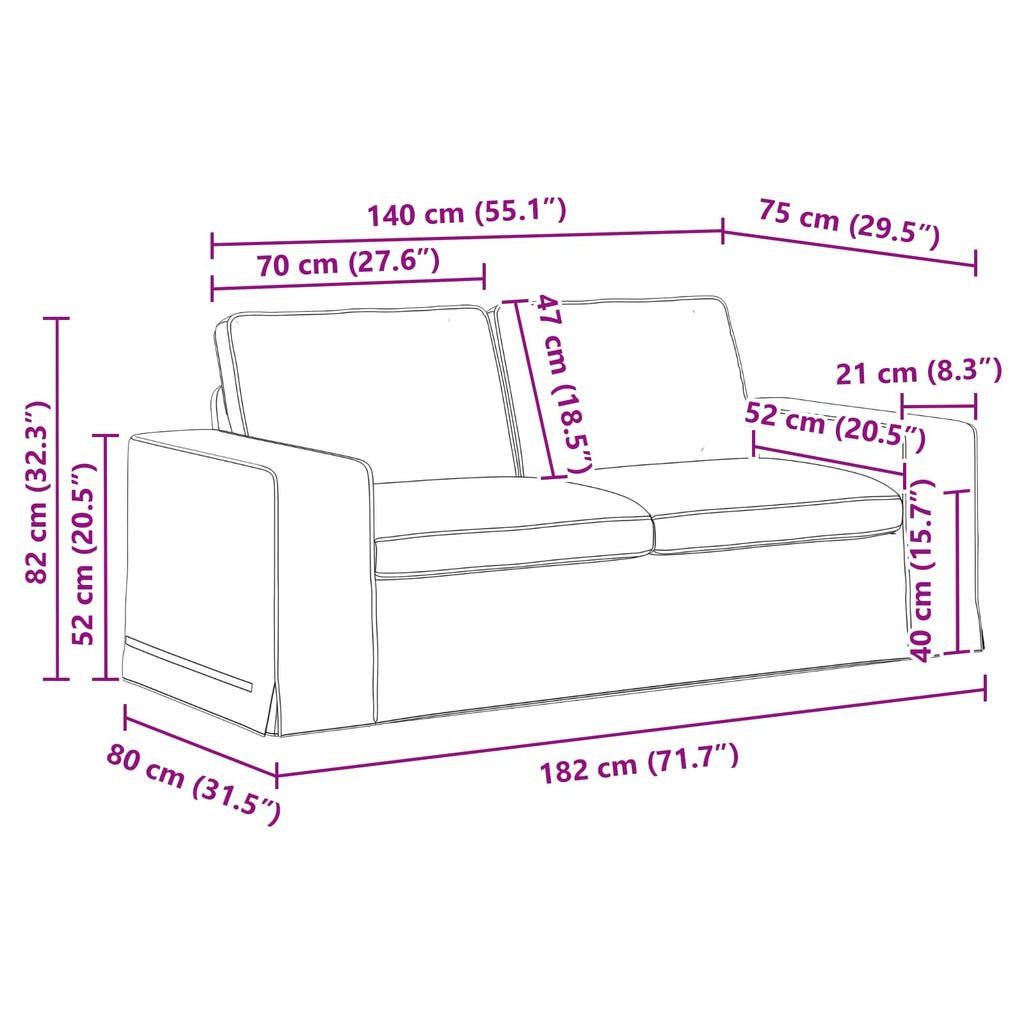 Καναπές Κρεμ 182 x 80 x 82 εκ ύφασμα