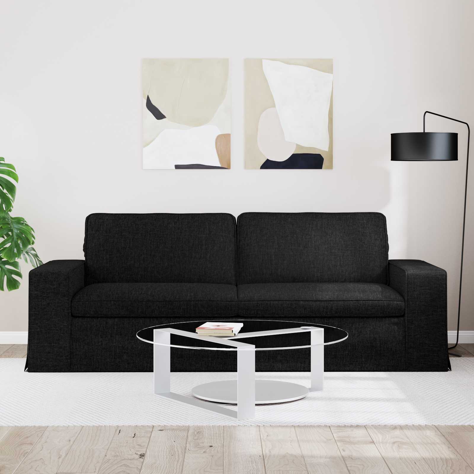 Καναπές Μαύρο 222 x 80 x 82 εκ ύφασμα