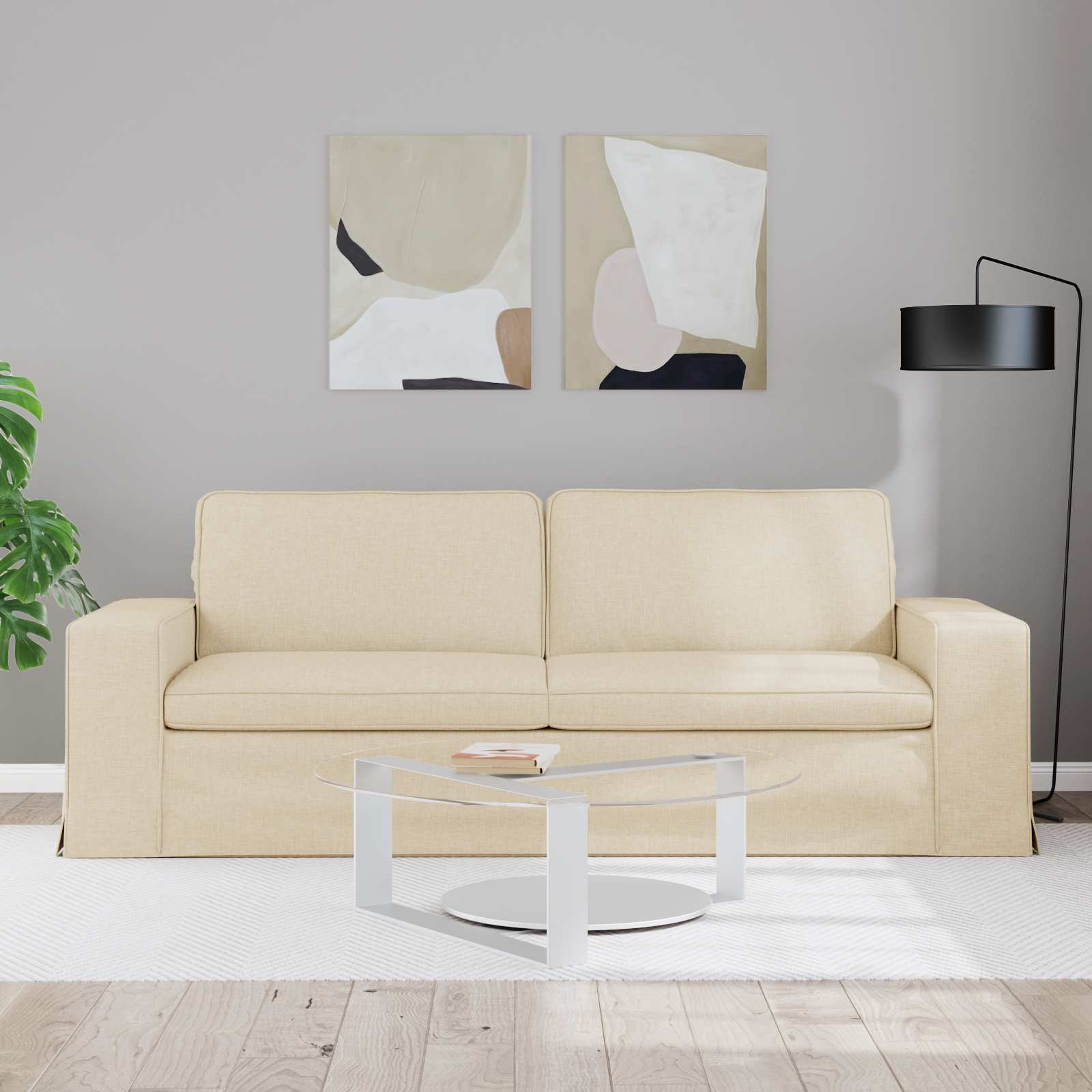 Καναπές Κρεμ 222 x 80 x 82 εκ ύφασμα